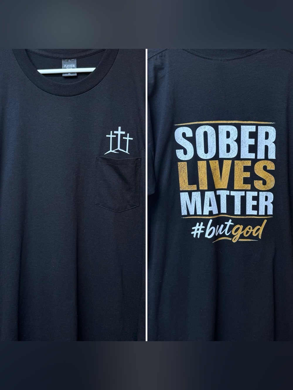 Christian Graphic Pocket Tee - Black Sober Lives Matter